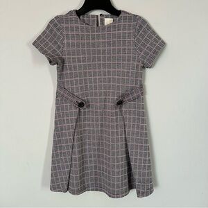Zara Kids Houndstooth Dress Pleated Button Detail Preppy Girls Size 10